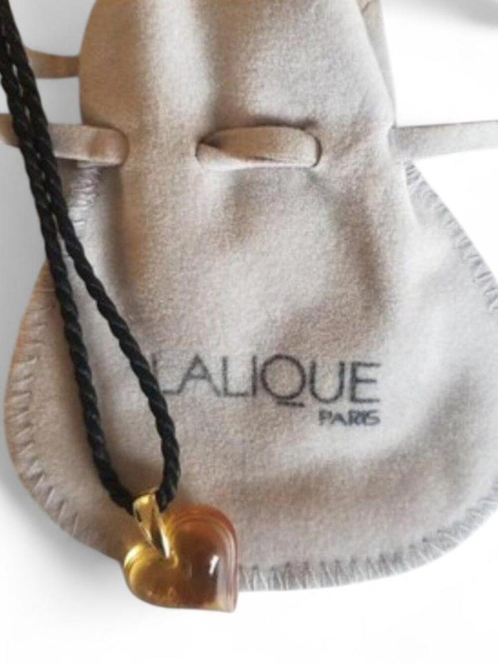 Lalique Amber Crystal Heart Necklace​